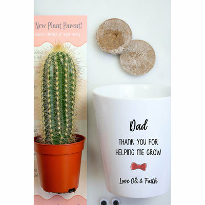 Dad Thank You For Helping Me Grow | Personalised Planter, Plant and Repotting Kit