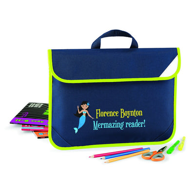 Mermaid School Book Bag | 1st Day of School | Personalised Bookbag | Kids Bookbag | Back To School | Embroidered Book Bag