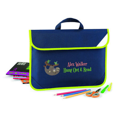 Sloth School Book Bag | 1st Day of School | Personalised Bookbag | Back To School | Embroidered Book Bag