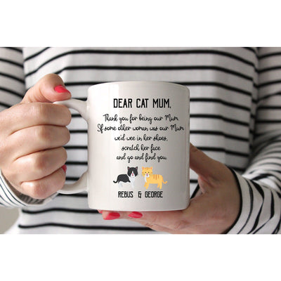 Personalized Cat Mom Mug | Gift for Cat Mum | Funny Cat Gift | Latte and Enamel Options