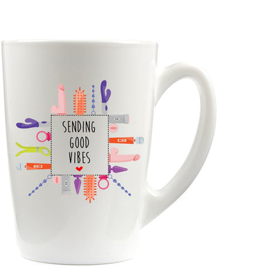 Sending Good Vibes Mug | Good Luck and Don't Fuck It Up | Available in Latte and Enamel Camping Mug Options