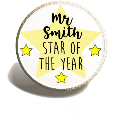 Teacher Name Star of the Year Pin Badge | Teacher End Of Year Present | Teacher Gift
