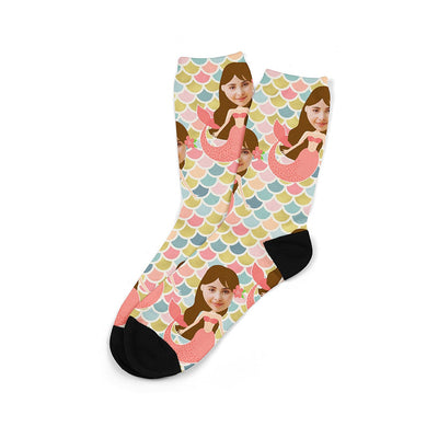 Mermaid Custom Face Socks | Personalized Photo Socks | Custom Socks for Girls