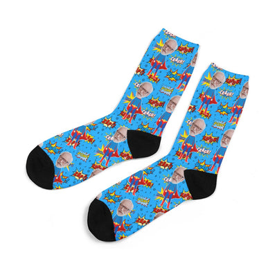 Dads Are Superhero Socks | Funny Photo Socks | Custom Printed Socks | Funny Grandpa Fathers Day | Step Dad Fathers Day Gift
