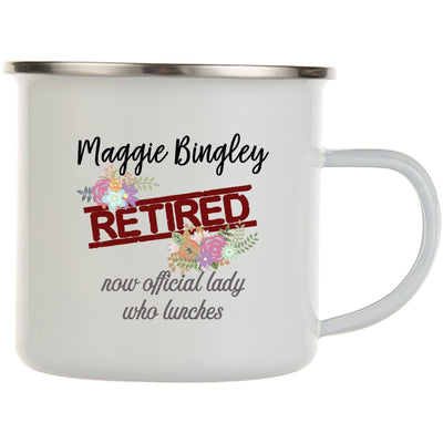 Happy Retirement Mugs | Retirement Gifts For Women | Miss You | Teacher Retirement | Available in Latte Mug and Enamel Camping Mug Options