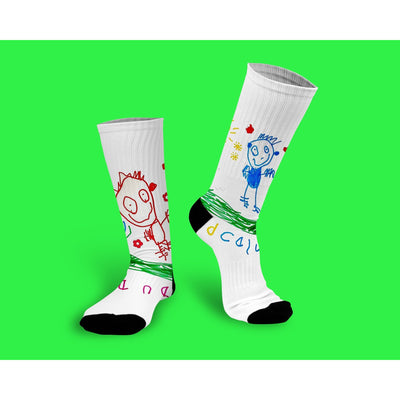 Kids Drawing Socks | Custom Printed Socks |  Face Socks | Personalized Childrens Art Socks