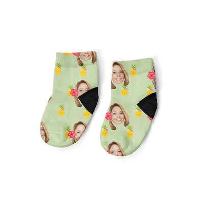 Tropical Photo Socks | Custom Printed Socks | Pineapple Face Socks | Funny Personalized Socks