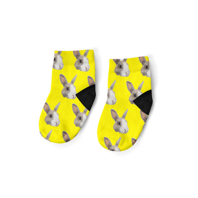 Yellow Rabbit Photo Socks | Custom Printed Socks | Your Rabbit's Face Socks | Funny Personalized Socks