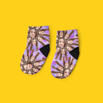 Trippy Socks Photo Socks | Purple Custom Printed Socks | Face Socks | Funny Personalized Socks