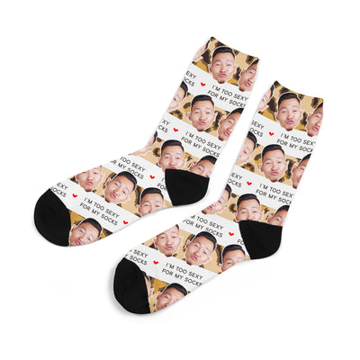 I'm Too Sexy For My Socks | Custom Printed Socks |  Face Socks | Funny Personalized Socks | I'm Sexy And I Know It