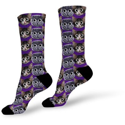 Googly Eye Cat Socks | Personalized Socks | Custom Face Socks | Photo Socks | Gifts for Pet Owners