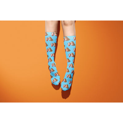 Duo Photo Socks | Custom Printed Socks | Two Faces Socks | Funny Personalized Socks | Colorful Socks