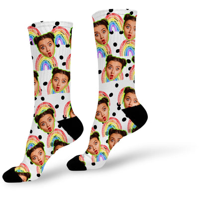 Rainbow Dot Photo Socks | Custom Printed Socks |  Face Socks | Funny Personalized Socks